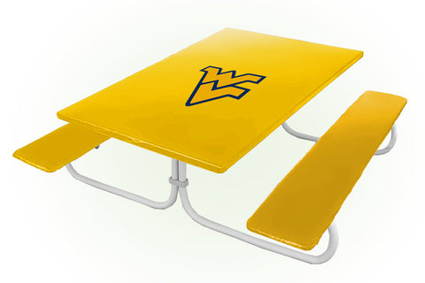 West Virginia Mountaineers NCAAB Picnic Table Bench Chair Set Outdoor Cover