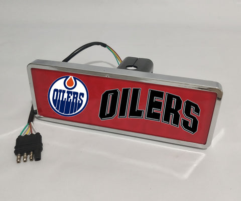 Edmonton Oilers NHL Rectangular Hitch Cover LED Brake Light for Trailer