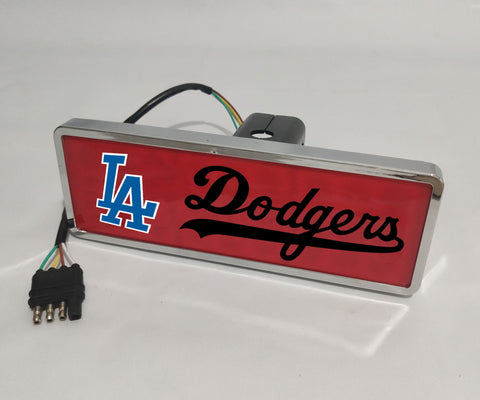 Los Angeles Dodgers MLB Rectangular Hitch Cover LED Brake Light for Trailer