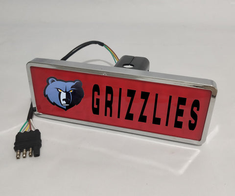 Memphis Grizzlies NBA Rectangular Hitch Cover LED Brake Light for Trailer