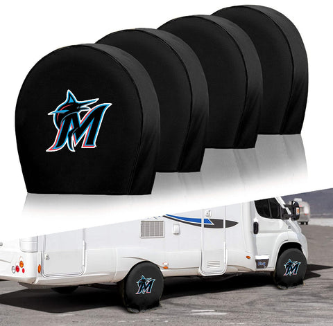 Miami Marlins MLB Tire Covers Set of 4 or 2 for RV Wheel Trailer Camper Motorhome