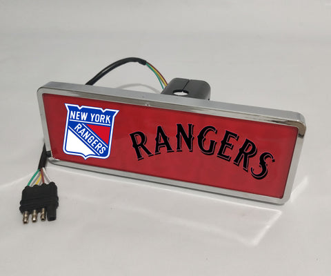 New York Rangers NHL Rectangular Hitch Cover LED Brake Light for Trailer