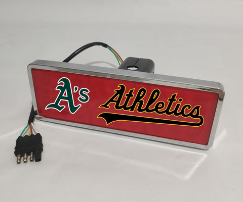 Oakland Athletics MLB Rectangular Hitch Cover LED Brake Light for Trailer