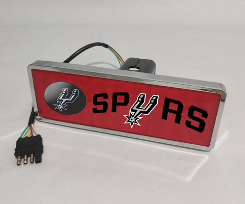 San Antonio Spurs NBA Rectangular Hitch Cover LED Brake Light for Trailer