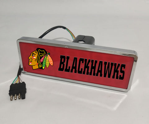 Chicago Blackhawks NHL Rectangular Hitch Cover LED Brake Light for Trailer