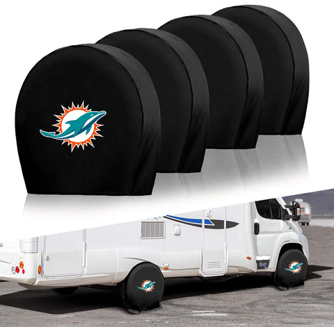 Miami Dolphins NFL Tire Covers Set of 4 or 2 for RV Wheel Trailer Camper Motorhome