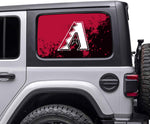 Arizona Diamondbacks MLB Rear Side Quarter Window Vinyl Decal Stickers Fits Jeep Wrangler