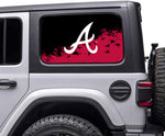 Atlanta Braves MLB Rear Side Quarter Window Vinyl Decal Stickers Fits Jeep Wrangler