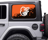 Baltimore Orioless MLB Rear Side Quarter Window Vinyl Decal Stickers Fits Jeep Wrangler