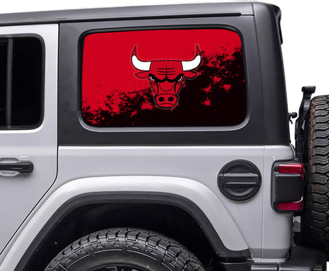 Chicago Bulls NBA Rear Side Quarter Window Vinyl Decal Stickers Fits Jeep Wrangler