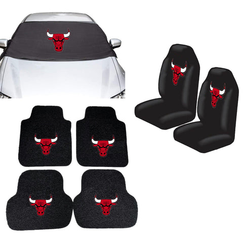 Chicago Bulls NBA Car Front Windshield Cover Seat Cover Floor Mats