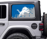 Detroit Lions NFL Rear Side Quarter Window Vinyl Decal Stickers Fits Jeep Wrangler