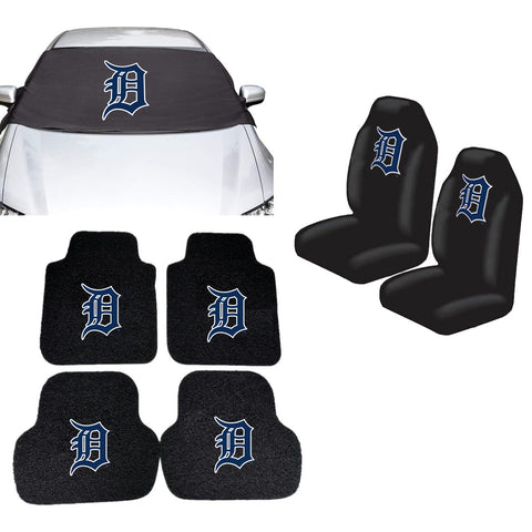 Detroit Tigers MLB Car Front Windshield Cover Seat Cover Floor Mats