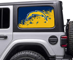 Los Angeles Chargers NFL Rear Side Quarter Window Vinyl Decal Stickers Fits Jeep Wrangler