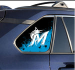 Miami Marlins MLB Rear Side Quarter Window Vinyl Decal Stickers Fits Toyota Rav4