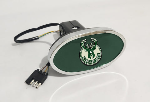 Milwaukee Bucks NBA Hitch Cover LED Brake Light for Trailer