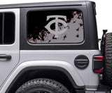 Minnesota Twins MLB Rear Side Quarter Window Vinyl Decal Stickers Fits Jeep Wrangler