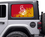 Ottawa Senators NHL Rear Side Quarter Window Vinyl Decal Stickers Fits Jeep Wrangler