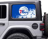 Philadelphia 76ers NBA Rear Side Quarter Window Vinyl Decal Stickers Fits Jeep Wrangler