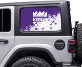 Sacramento Kings NBA Rear Side Quarter Window Vinyl Decal Stickers Fits Jeep Wrangler