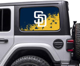 San Diego Padres MLB Rear Side Quarter Window Vinyl Decal Stickers Fits Jeep Wrangler