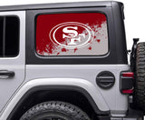 San Francisco 49ers NFL Rear Side Quarter Window Vinyl Decal Stickers Fits Jeep Wrangler