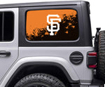 San Francisco Giants MLB Rear Side Quarter Window Vinyl Decal Stickers Fits Jeep Wrangler