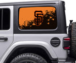 San Francisco Giants MLB Rear Side Quarter Window Vinyl Decal Stickers Fits Jeep Wrangler