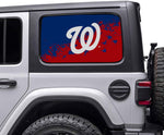 Washington Nationals MLB Rear Side Quarter Window Vinyl Decal Stickers Fits Jeep Wrangler