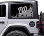 Washington Nationals MLB Rear Side Quarter Window Vinyl Decal Stickers Fits Jeep Wrangler